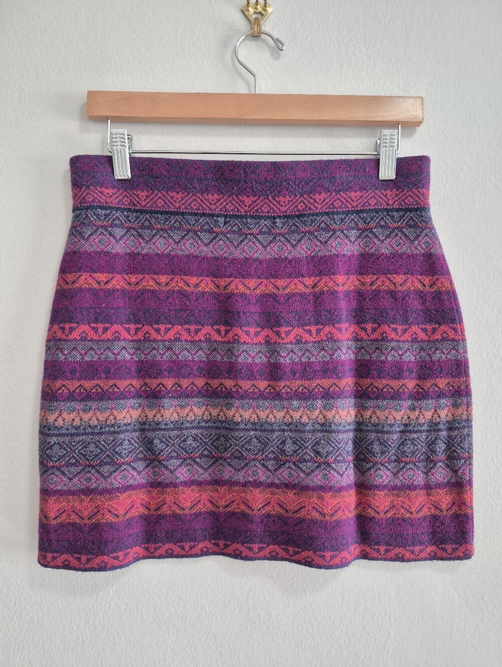 Krimson Klover Merino Wool Silk Blend Knit Striped Mini Skirt Size Medium
